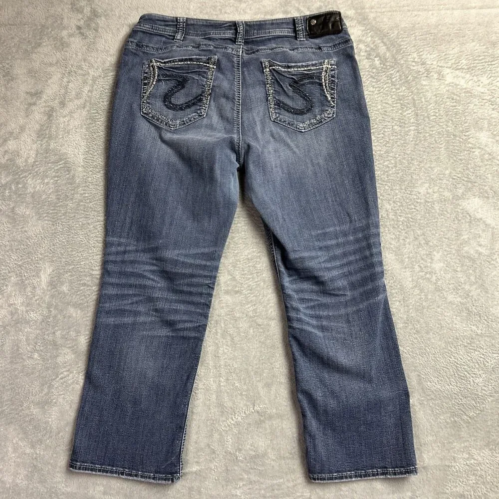 Silver Fluid Denim Suki Mid Capri Womens Jeans 14/23 Medium Wash Y2K